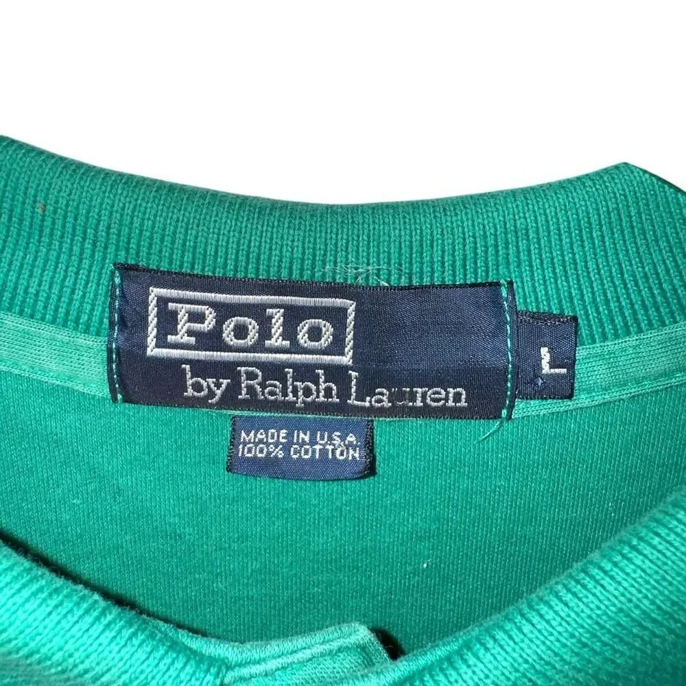 80s Polo Ralph Lauren Green Made in USA Polo Shirt Size L